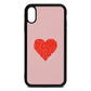 Custom Red Heart Pink Pebble Leather iPhone Xr Case