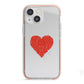 Custom Red Heart iPhone 13 Mini TPU Impact Case with Pink Edges