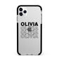 Custom Repeat Name Apple iPhone 11 Pro Max in Silver with Black Impact Case