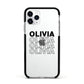 Custom Repeat Name Apple iPhone 11 Pro in Silver with Black Impact Case