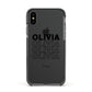 Custom Repeat Name Apple iPhone Xs Impact Case Black Edge on Black Phone
