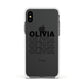 Custom Repeat Name Apple iPhone Xs Impact Case White Edge on Black Phone