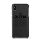 Custom Repeat Name Apple iPhone Xs Max Impact Case Black Edge on Black Phone