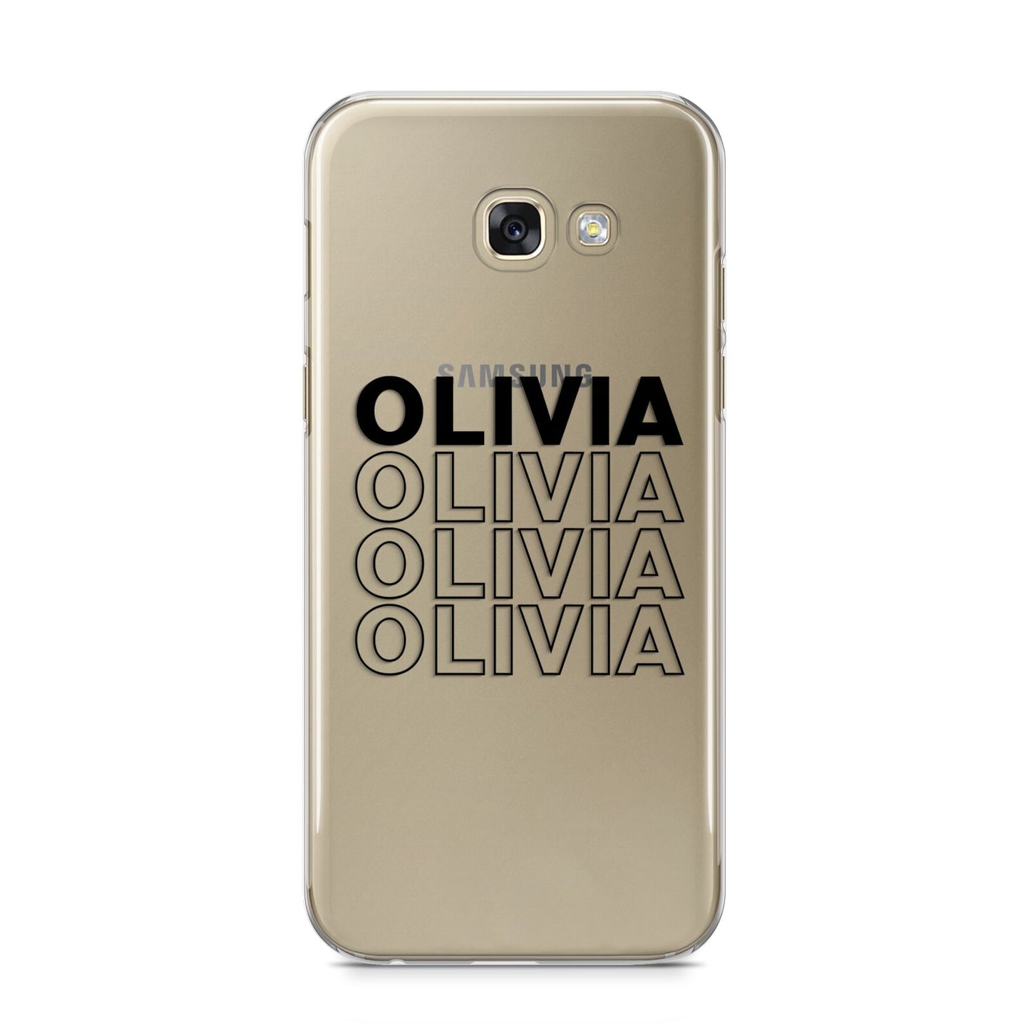 Custom Repeat Name Samsung Galaxy A5 2017 Case on gold phone