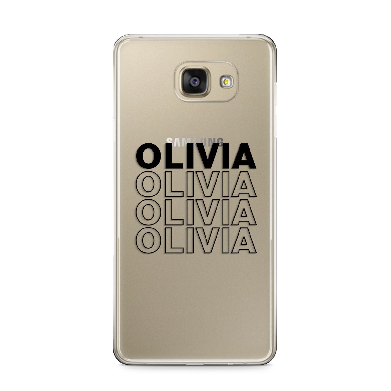 Custom Repeat Name Samsung Galaxy A9 2016 Case on gold phone