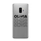 Custom Repeat Name Samsung Galaxy S9 Plus Case on Silver phone
