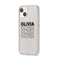 Custom Repeat Name iPhone 14 Glitter Tough Case Starlight Angled Image
