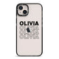 Custom Repeat Name iPhone 14 Plus Black Impact Case on Silver phone