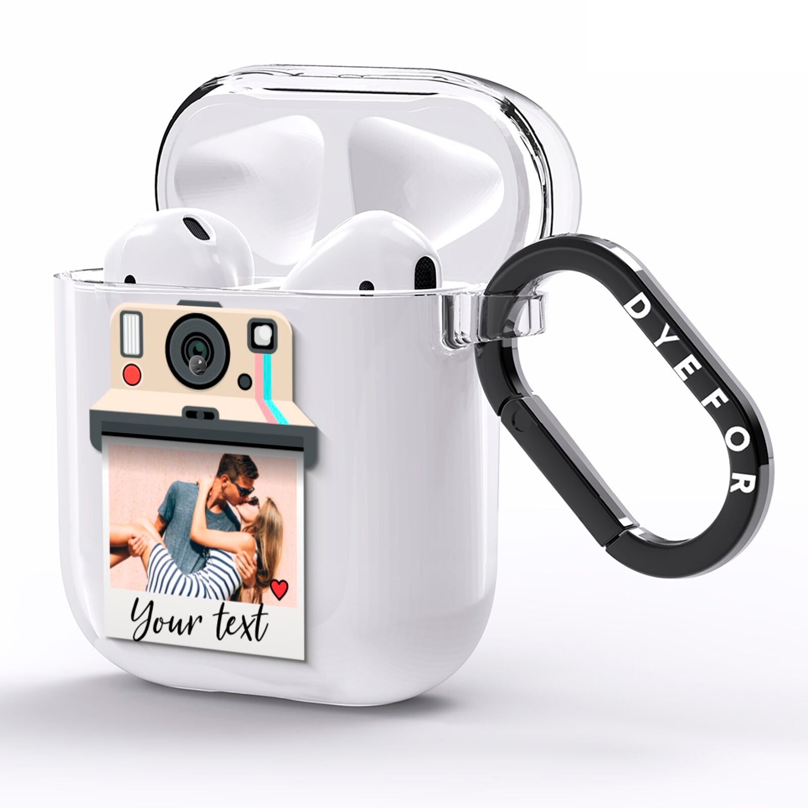 Custom Retro Photo AirPods Clear Case Side Image