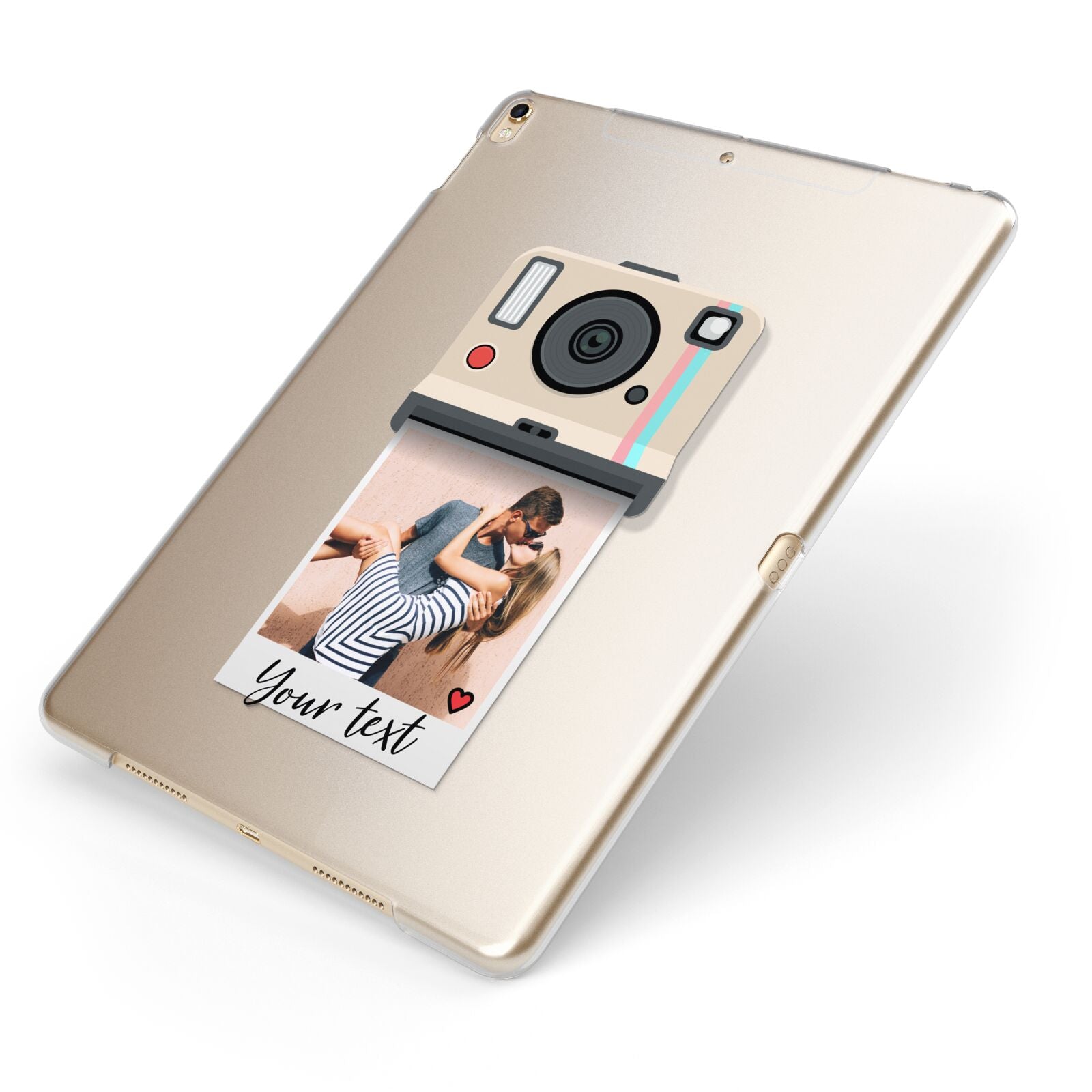 Custom Retro Photo Apple iPad Case on Gold iPad Side View