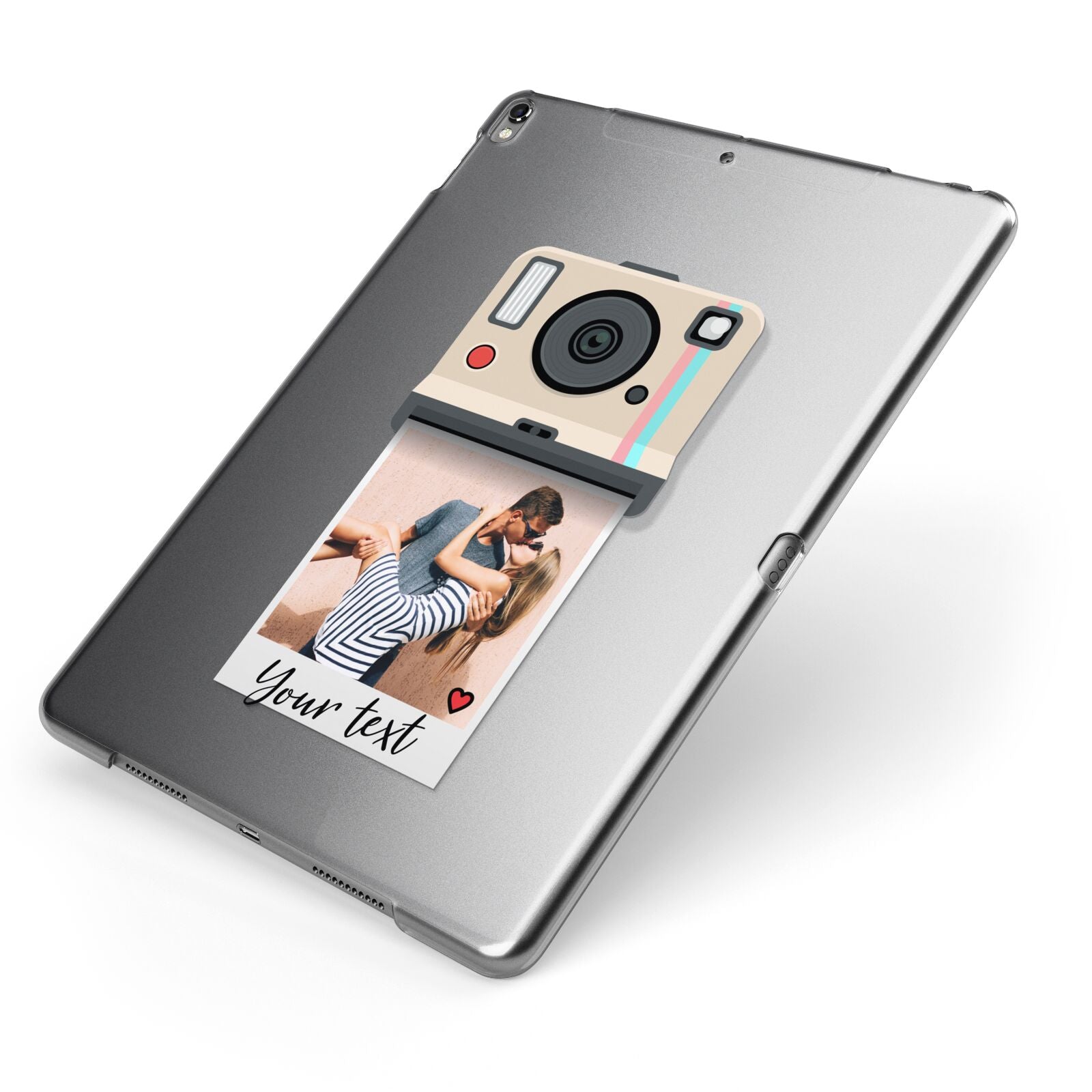 Custom Retro Photo Apple iPad Case on Grey iPad Side View