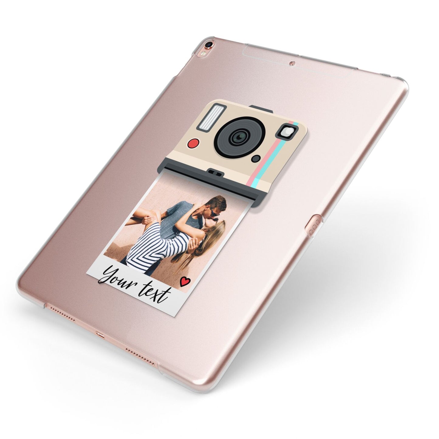Custom Retro Photo Apple iPad Case on Rose Gold iPad Side View