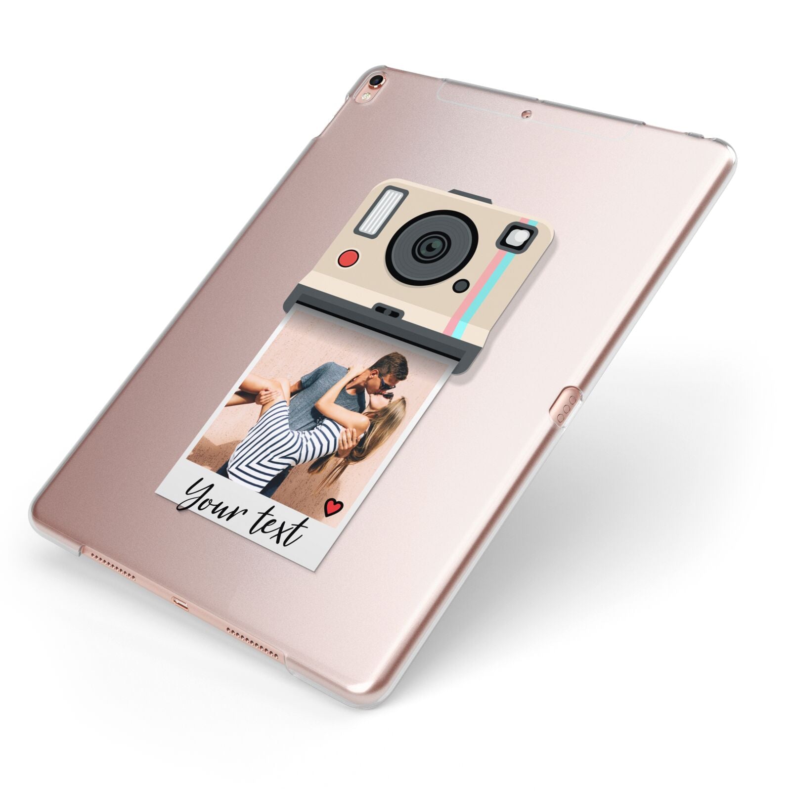 Custom Retro Photo Apple iPad Case on Rose Gold iPad Side View