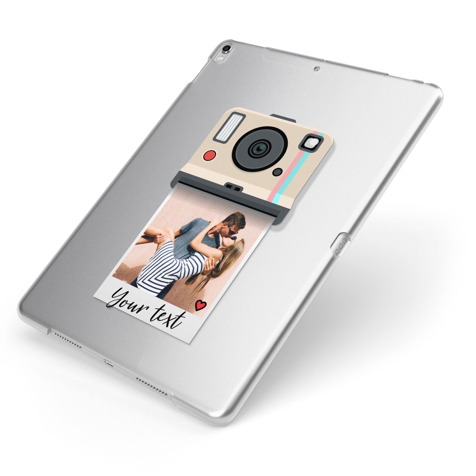 Custom Retro Photo Apple iPad Case on Silver iPad Side View