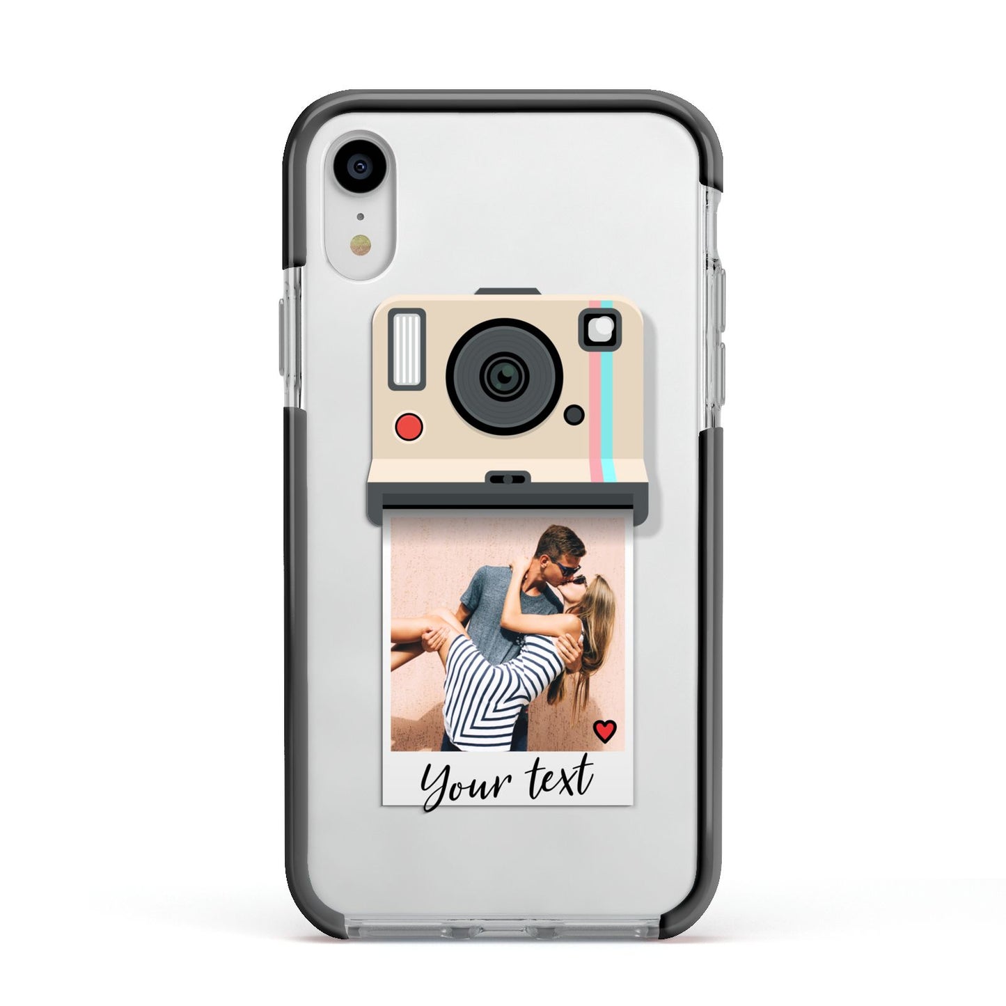 Custom Retro Photo Apple iPhone XR Impact Case Black Edge on Silver Phone