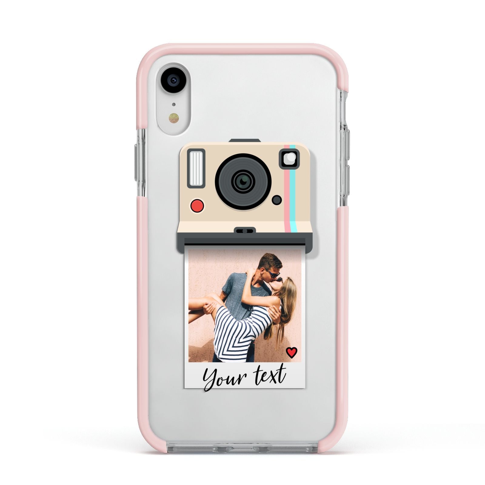 Custom Retro Photo Apple iPhone XR Impact Case Pink Edge on Silver Phone