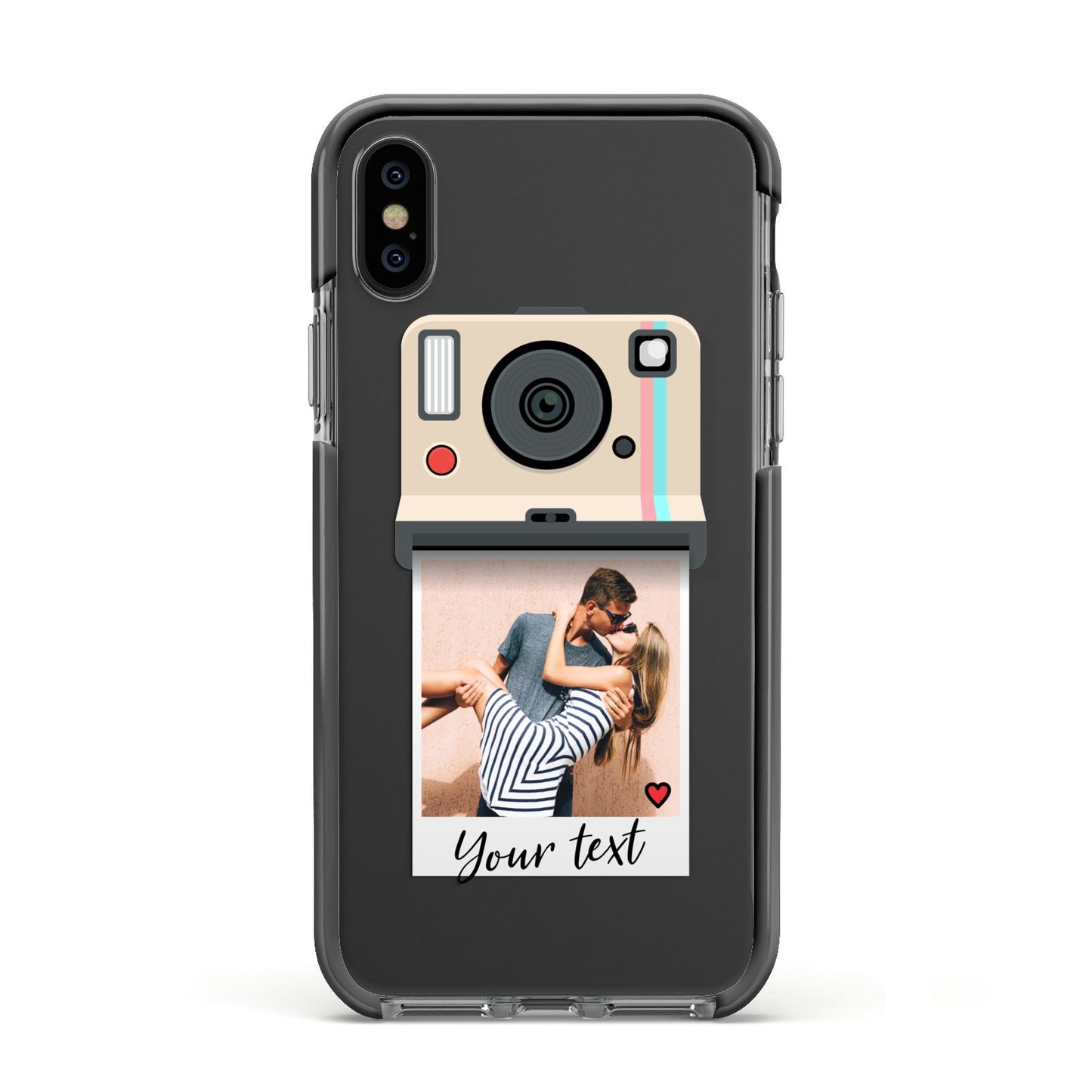 Custom Retro Photo Apple iPhone Xs Impact Case Black Edge on Black Phone