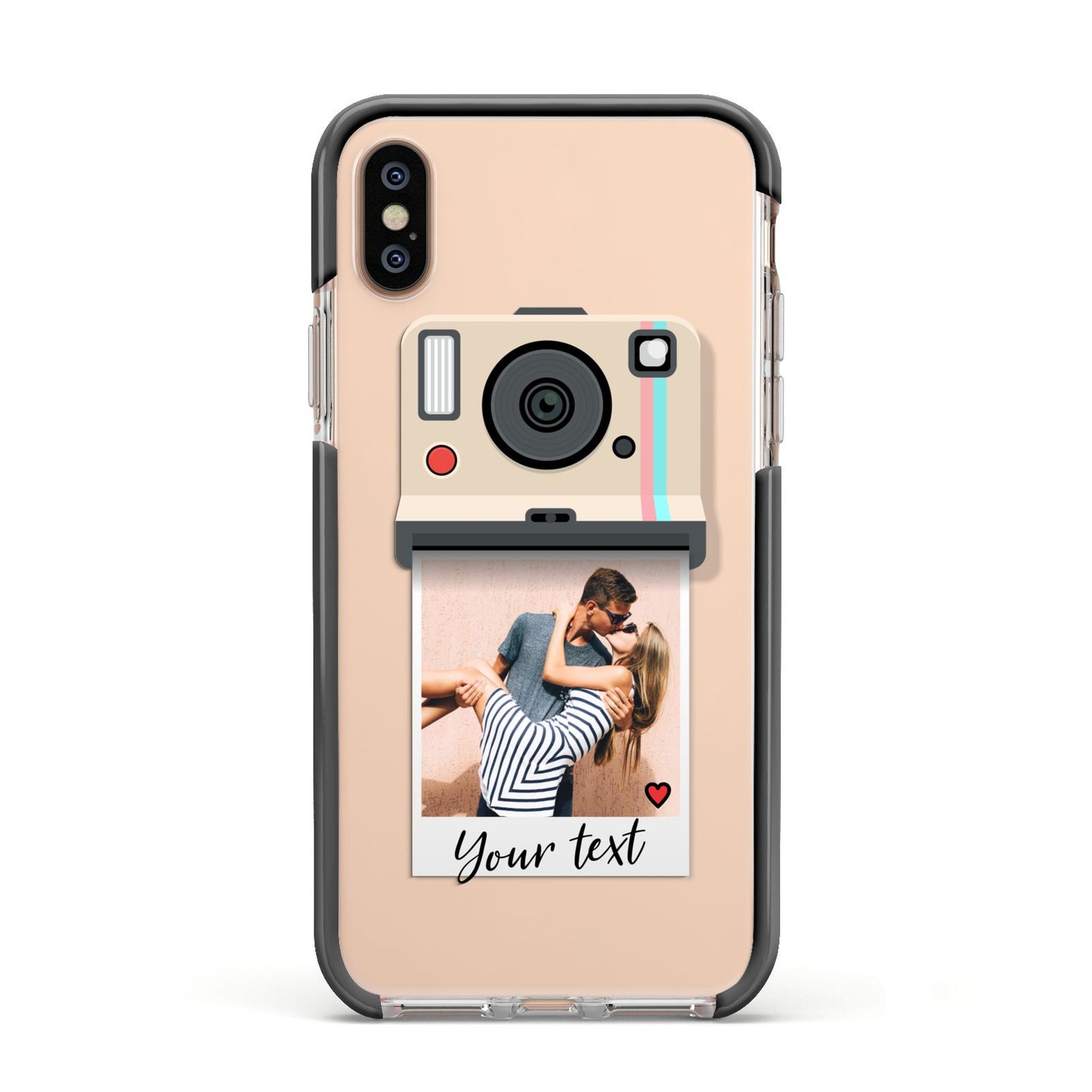 Custom Retro Photo Apple iPhone Xs Impact Case Black Edge on Gold Phone