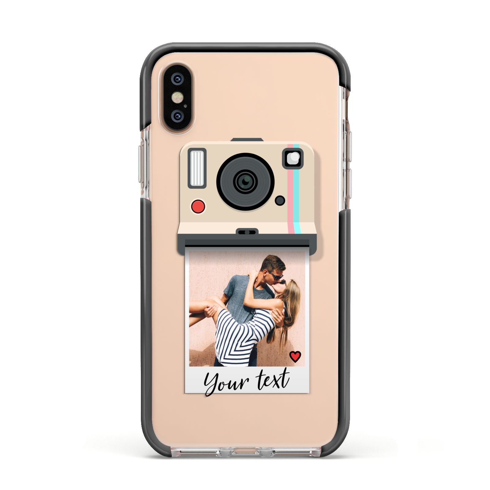 Custom Retro Photo Apple iPhone Xs Impact Case Black Edge on Gold Phone
