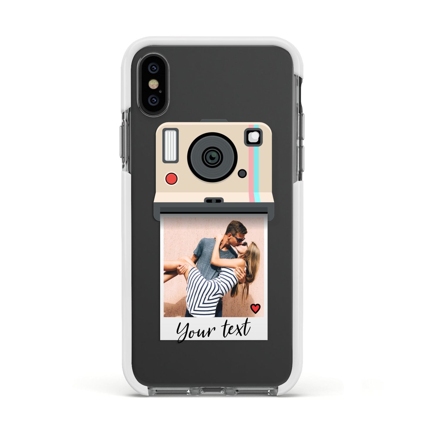 Custom Retro Photo Apple iPhone Xs Impact Case White Edge on Black Phone