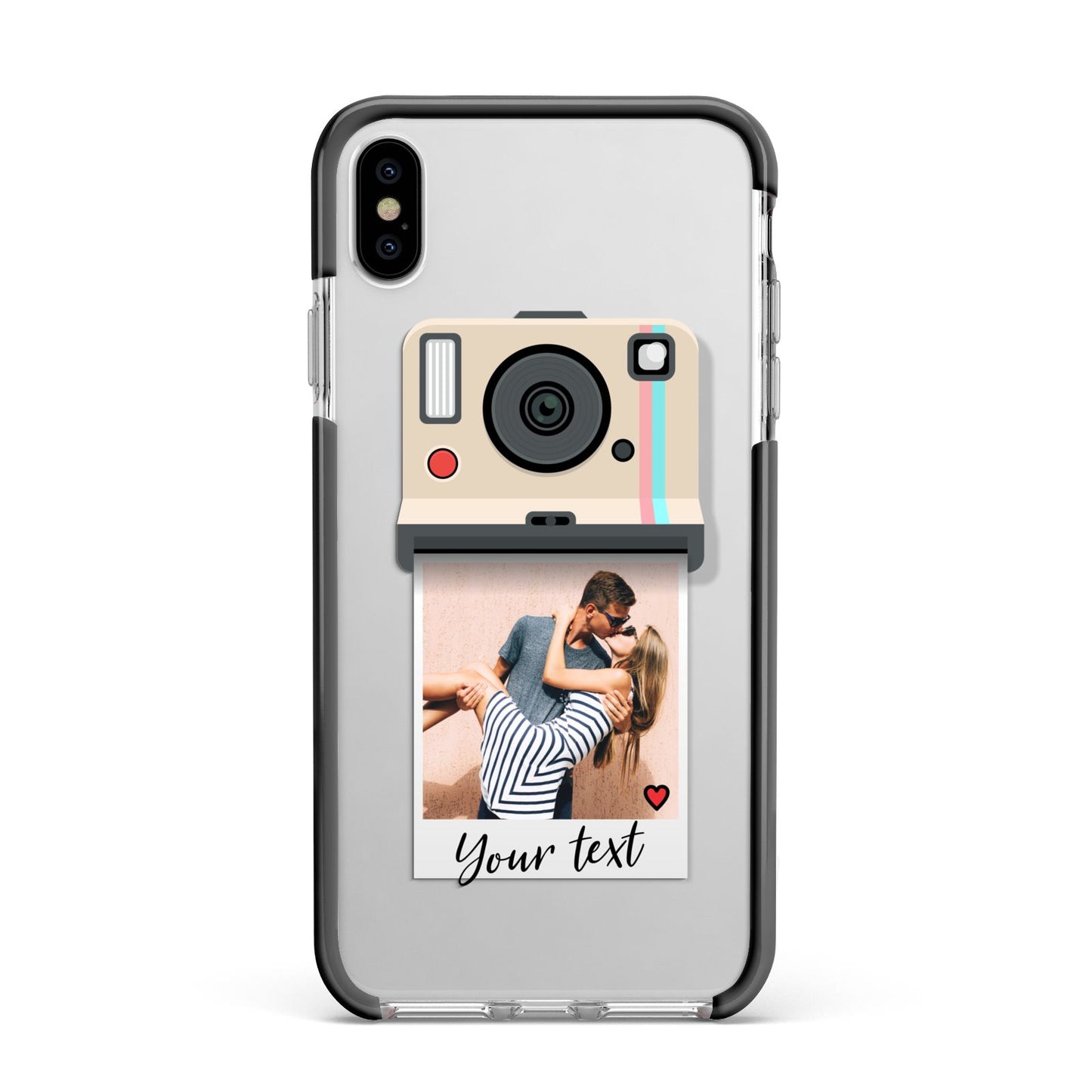 Custom Retro Photo Apple iPhone Xs Max Impact Case Black Edge on Silver Phone