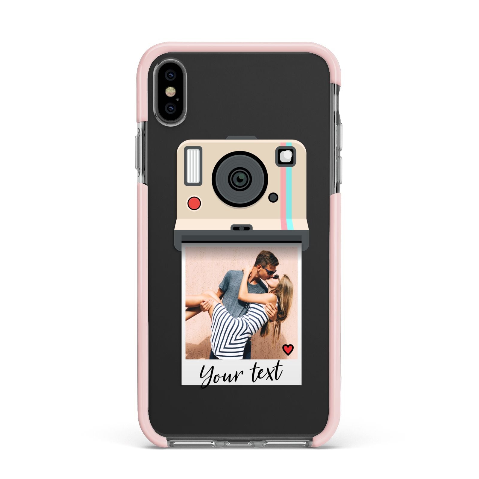 Custom Retro Photo Apple iPhone Xs Max Impact Case Pink Edge on Black Phone