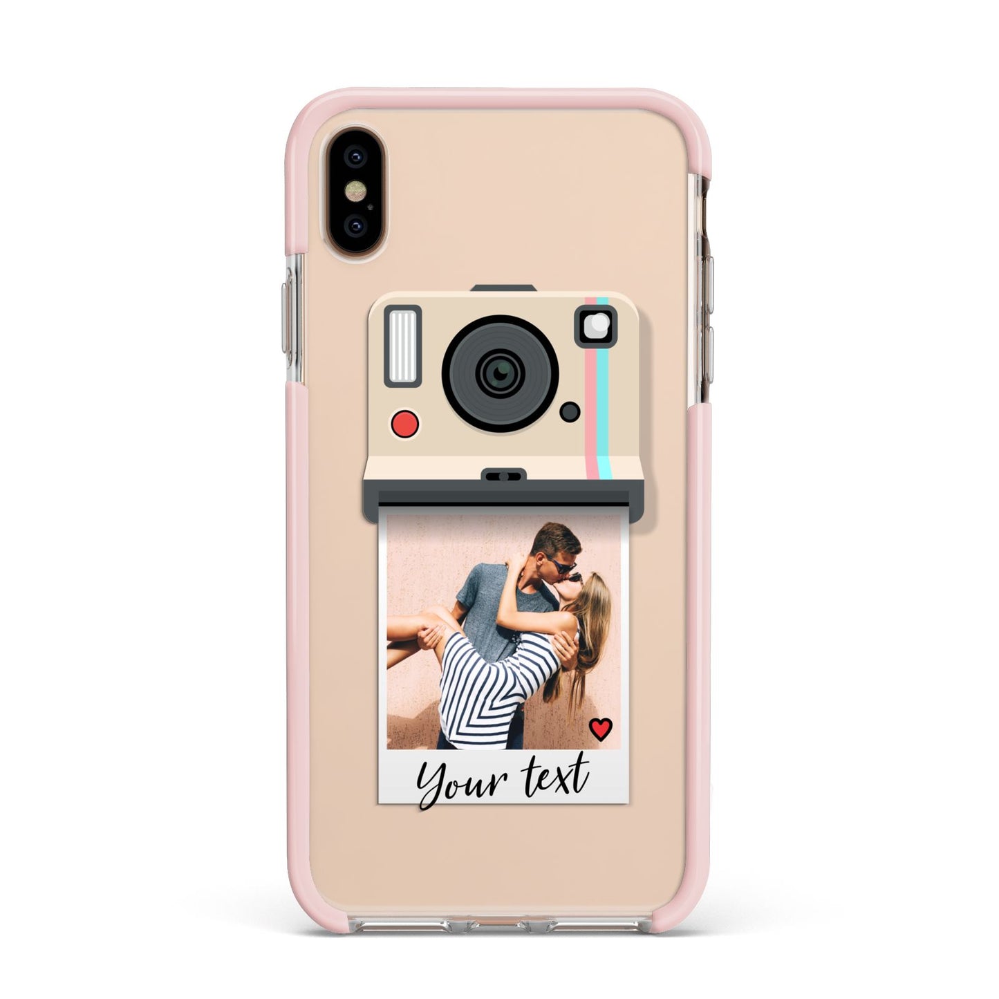 Custom Retro Photo Apple iPhone Xs Max Impact Case Pink Edge on Gold Phone