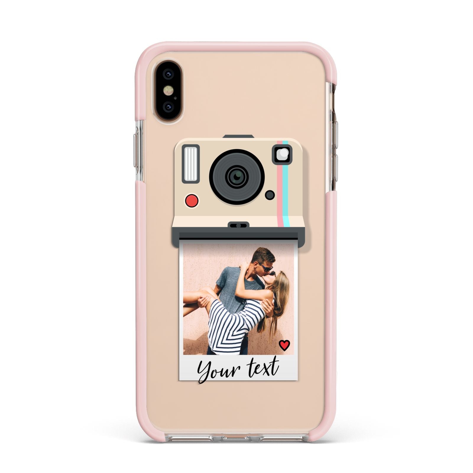 Custom Retro Photo Apple iPhone Xs Max Impact Case Pink Edge on Gold Phone