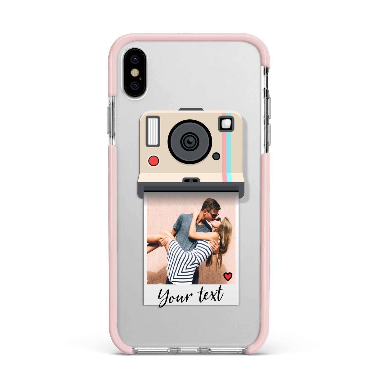 Custom Retro Photo Apple iPhone Xs Max Impact Case Pink Edge on Silver Phone