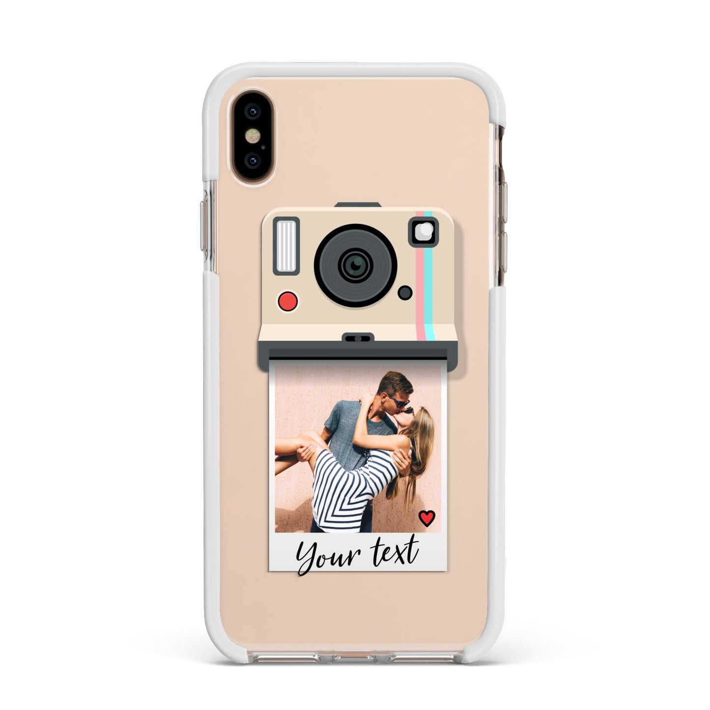Custom Retro Photo Apple iPhone Xs Max Impact Case White Edge on Gold Phone