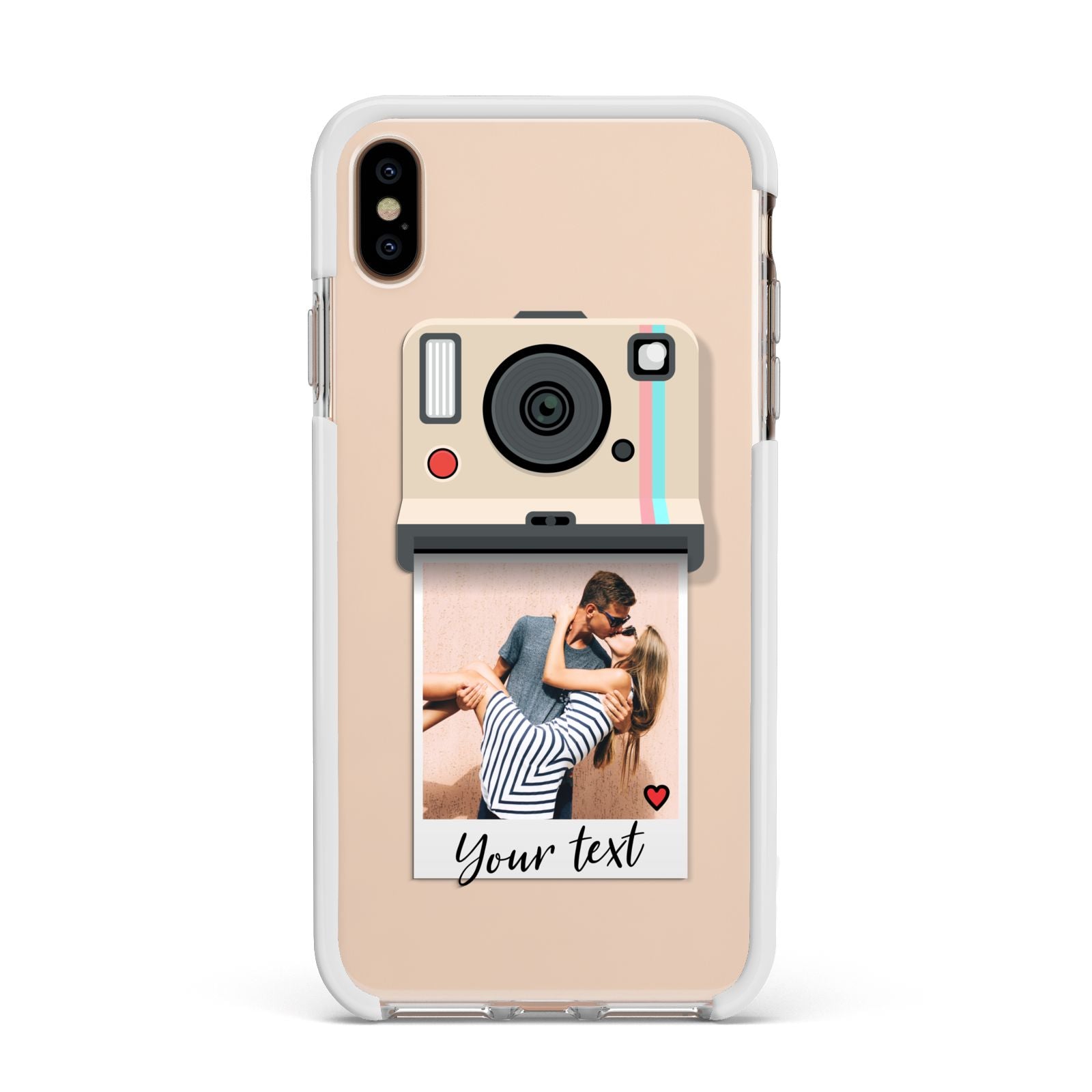 Custom Retro Photo Apple iPhone Xs Max Impact Case White Edge on Gold Phone