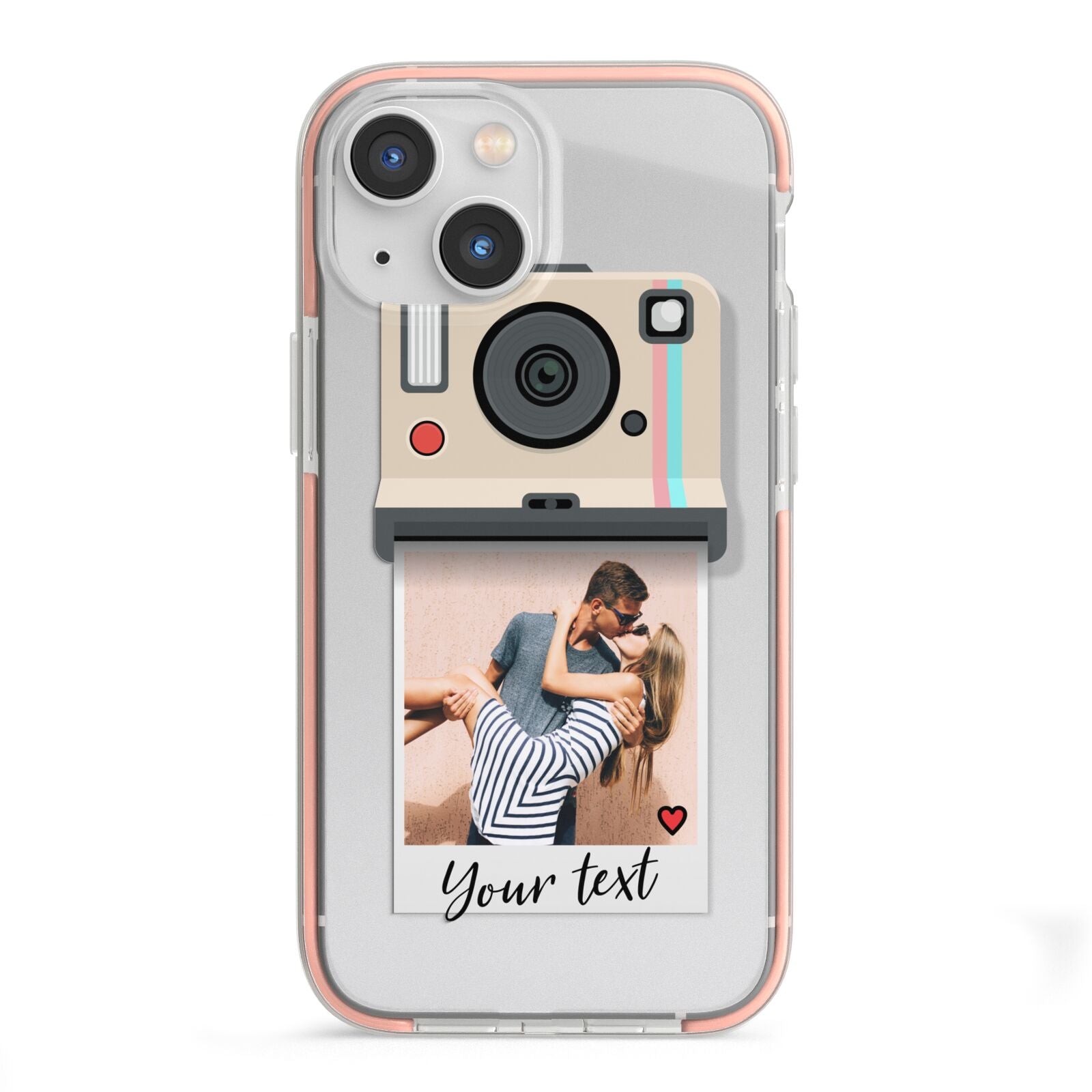 Custom Retro Photo iPhone 13 Mini TPU Impact Case with Pink Edges
