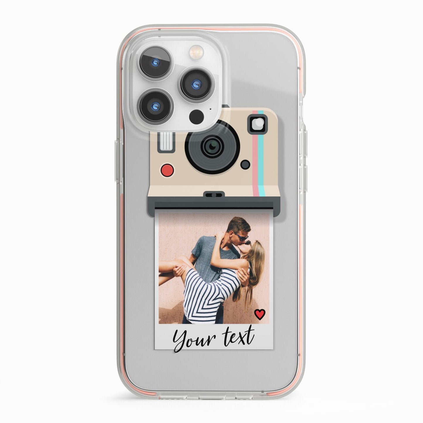 Custom Retro Photo iPhone 13 Pro TPU Impact Case with Pink Edges