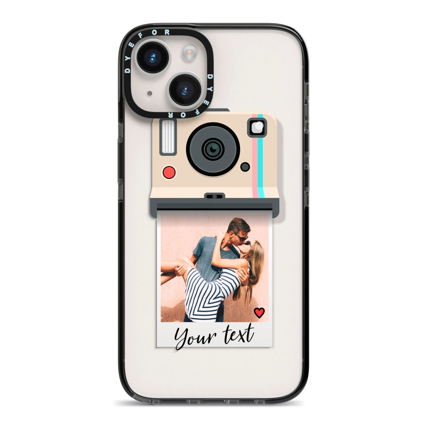Custom Retro Photo iPhone 14 Black Impact Case on Silver phone
