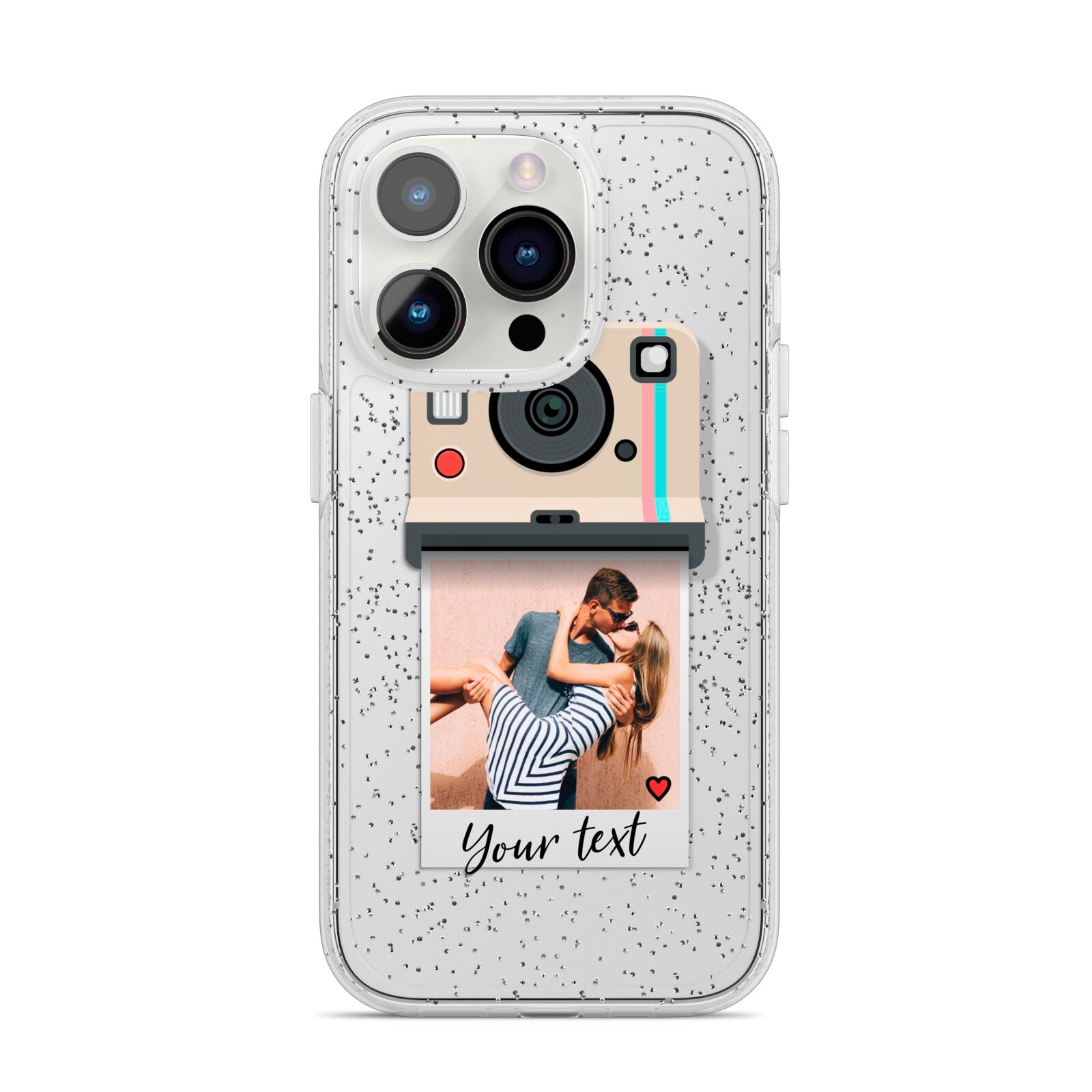 Custom Retro Photo iPhone 14 Pro Glitter Tough Case Silver