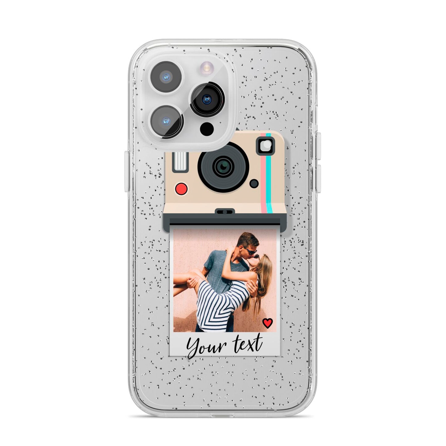 Custom Retro Photo iPhone 14 Pro Max Glitter Tough Case Silver
