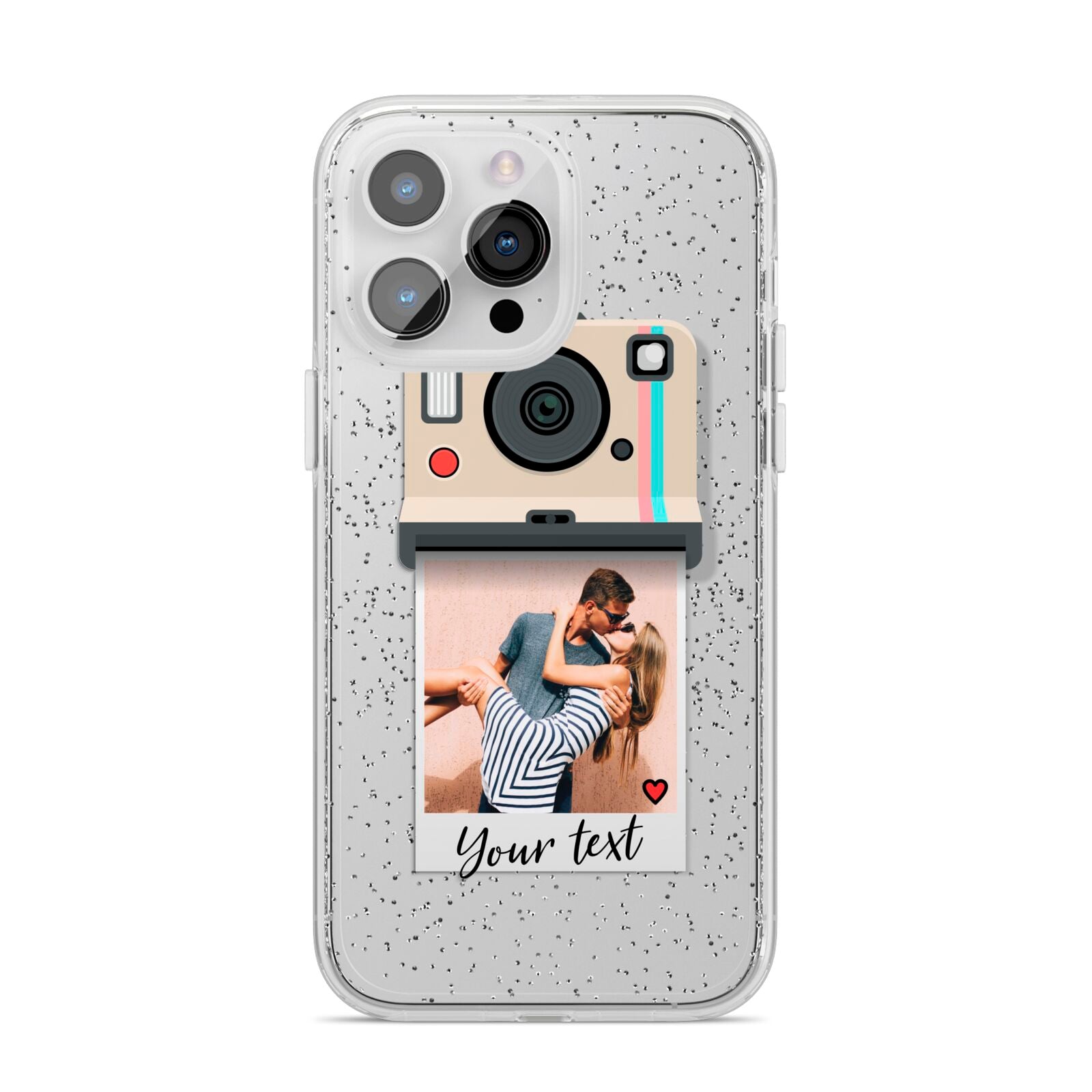 Custom Retro Photo iPhone 14 Pro Max Glitter Tough Case Silver