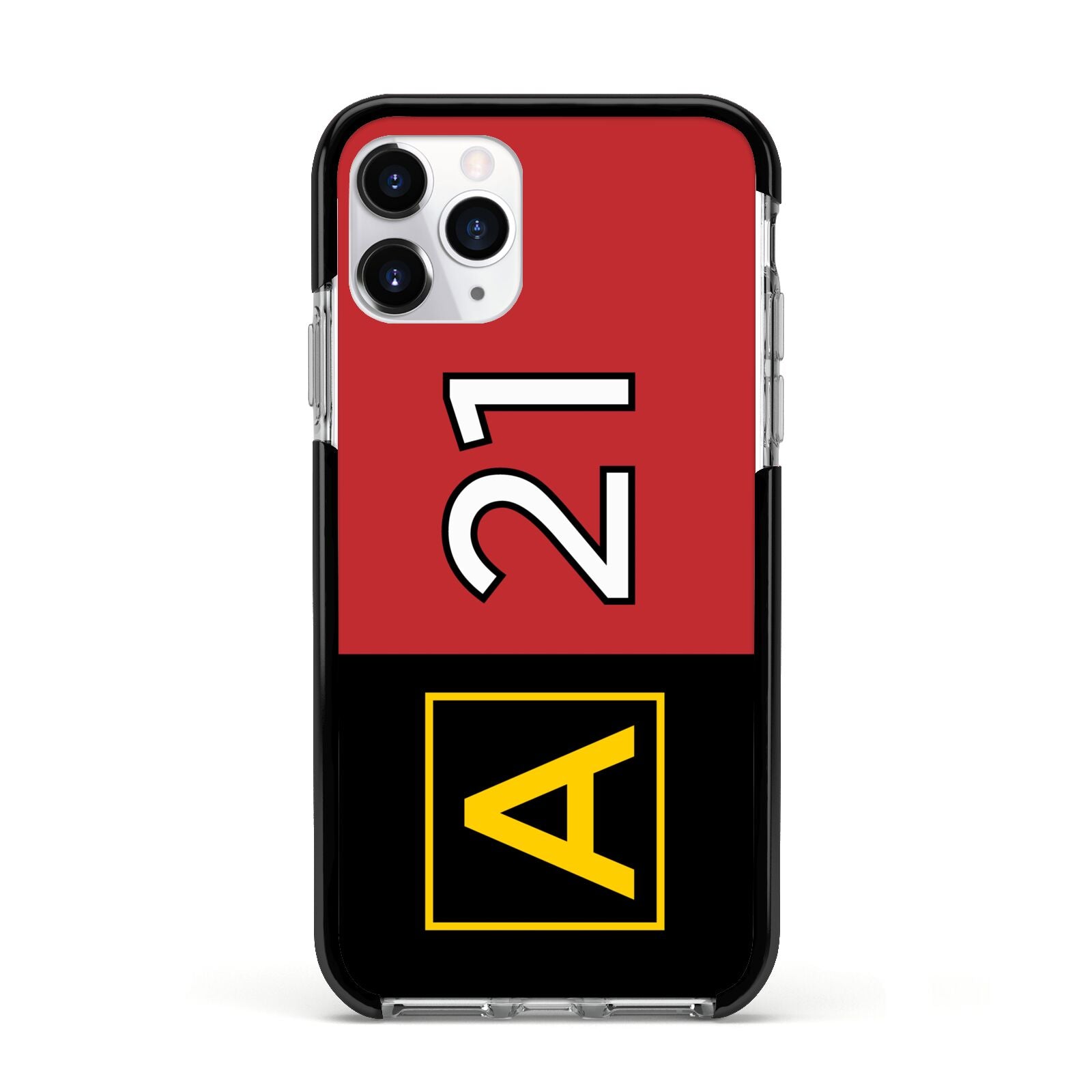 Custom Runway Location and Hold Position Apple iPhone 11 Pro in Silver with Black Impact Case