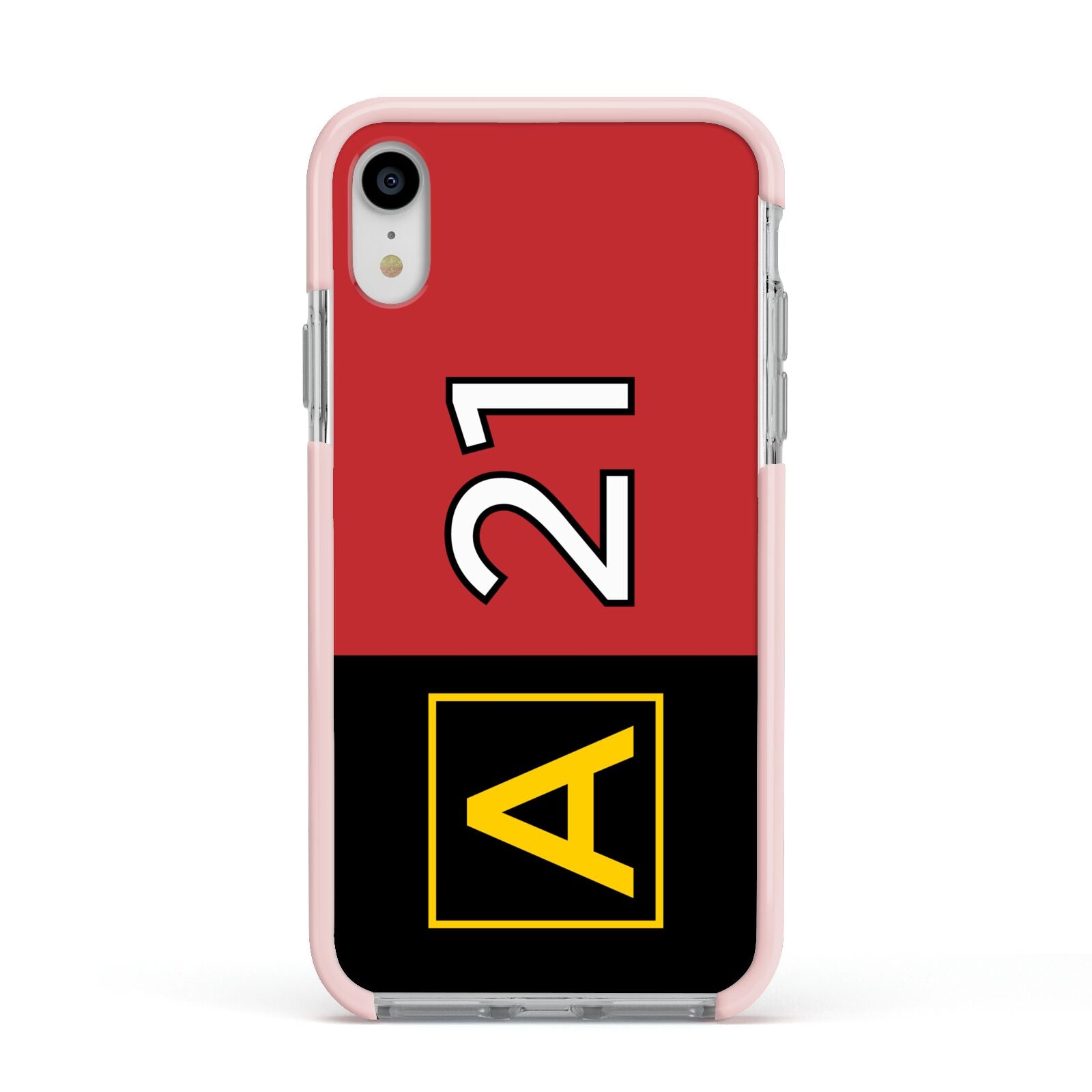 Custom Runway Location and Hold Position Apple iPhone XR Impact Case Pink Edge on Silver Phone