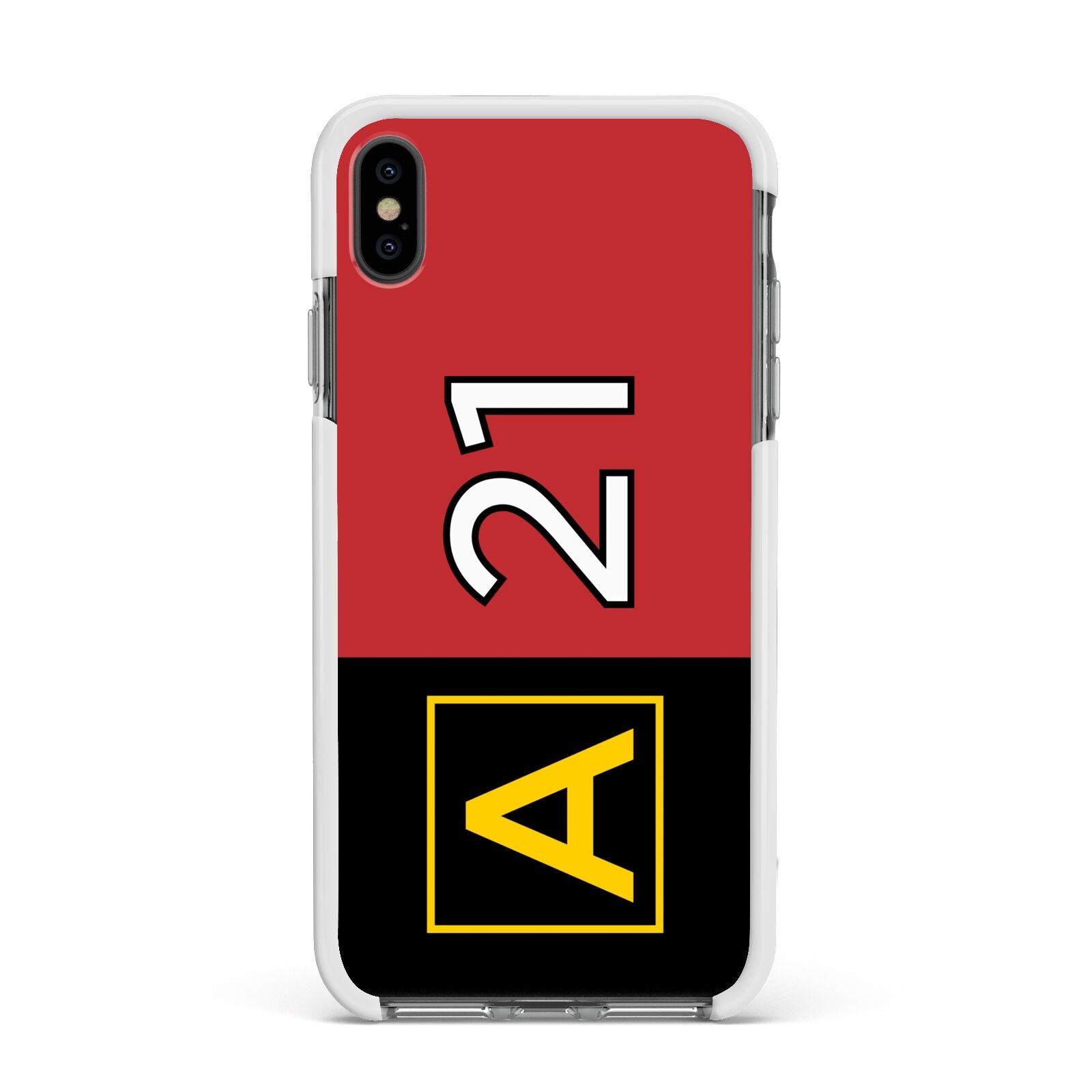 Custom Runway Location and Hold Position Apple iPhone Xs Max Impact Case White Edge on Black Phone