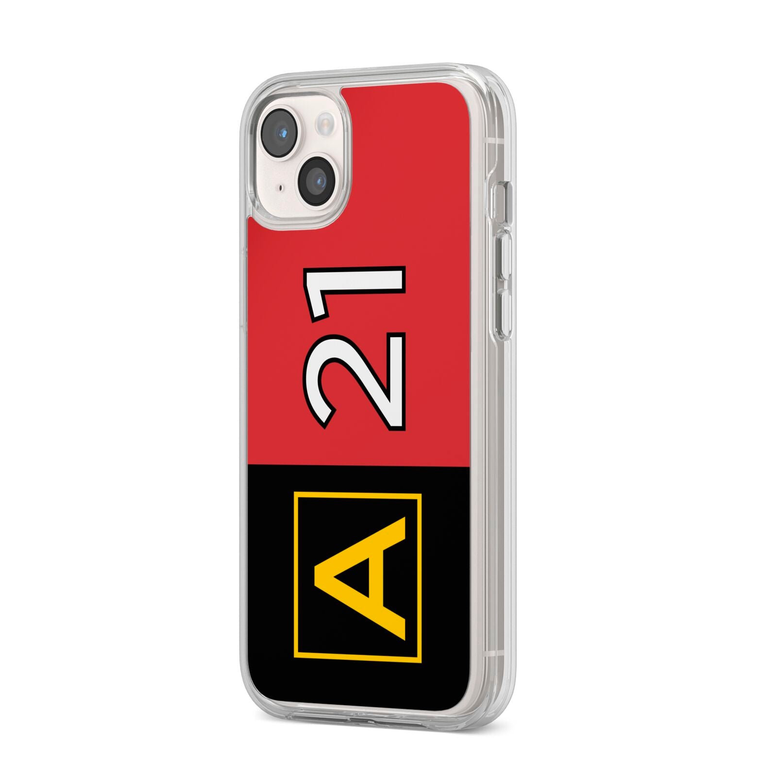 Custom Runway Location and Hold Position iPhone 14 Plus Clear Tough Case Starlight Angled Image