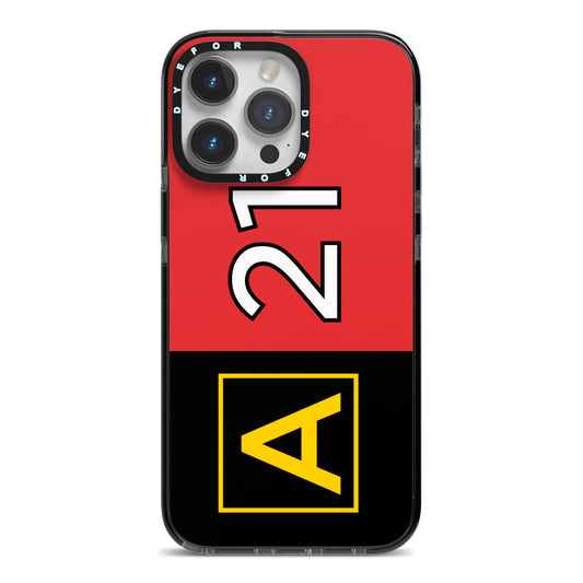 Custom Runway Location and Hold Position iPhone 14 Pro Max Black Impact Case on Silver phone