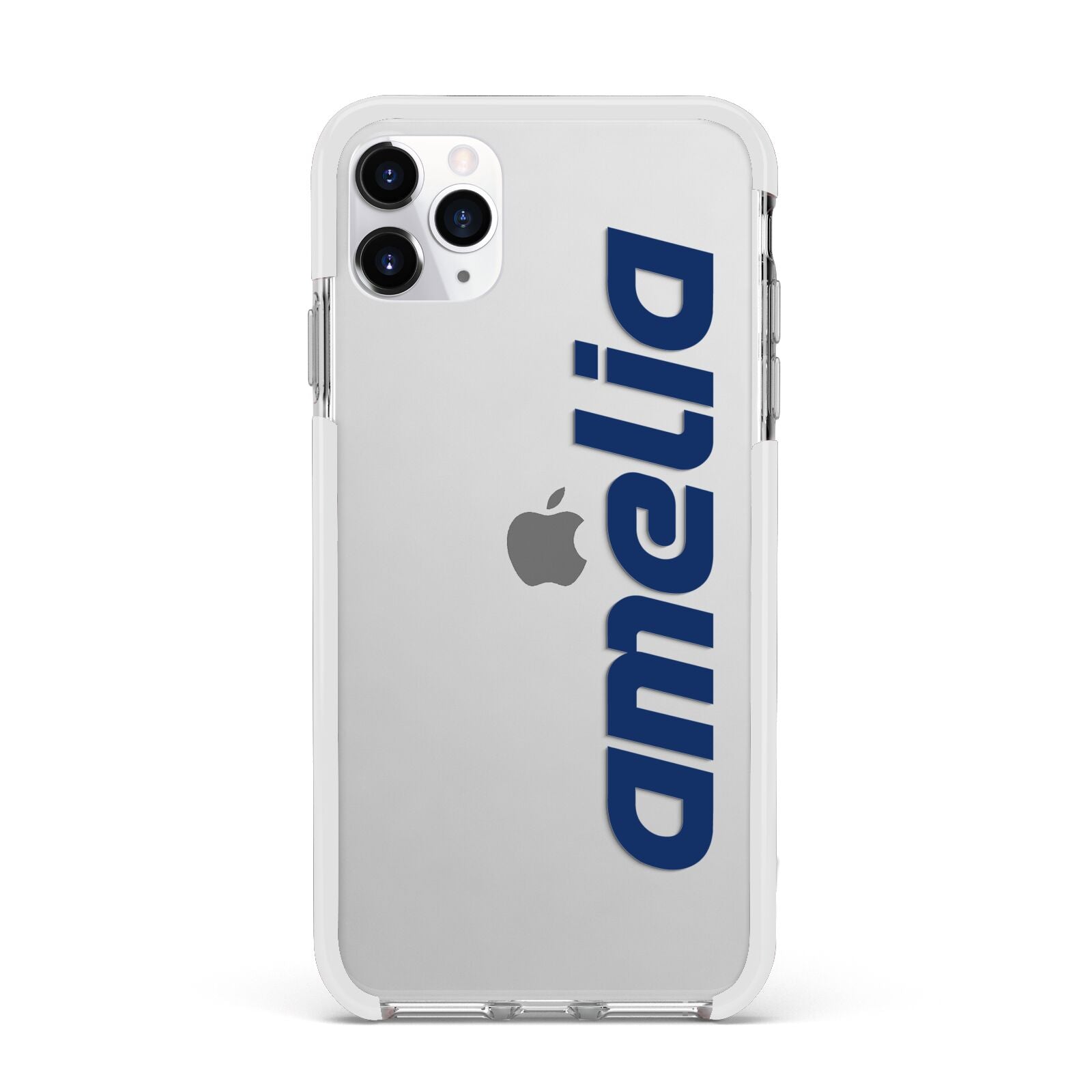 Custom Sci Fi Text Apple iPhone 11 Pro Max in Silver with White Impact Case