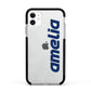 Custom Sci Fi Text Apple iPhone 11 in White with Black Impact Case