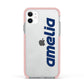 Custom Sci Fi Text Apple iPhone 11 in White with Pink Impact Case