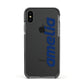 Custom Sci Fi Text Apple iPhone Xs Impact Case Black Edge on Black Phone