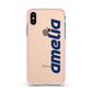 Custom Sci Fi Text Apple iPhone Xs Impact Case Pink Edge on Gold Phone