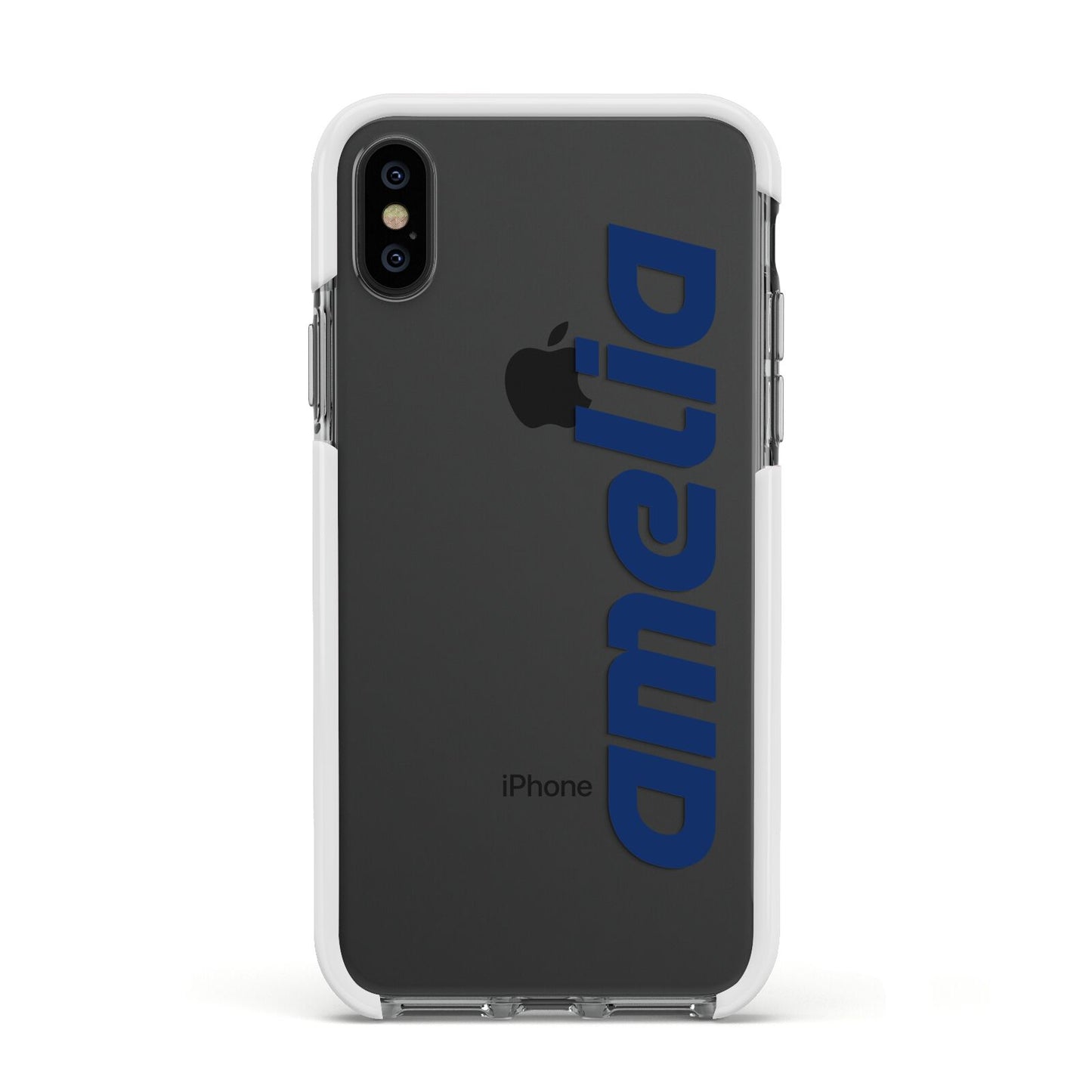 Custom Sci Fi Text Apple iPhone Xs Impact Case White Edge on Black Phone