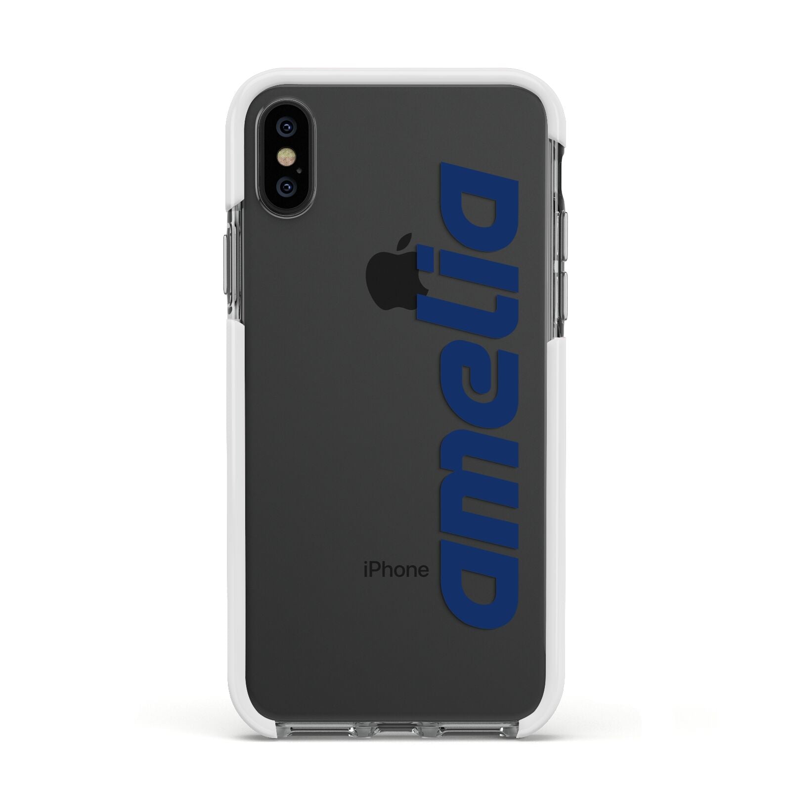 Custom Sci Fi Text Apple iPhone Xs Impact Case White Edge on Black Phone