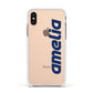Custom Sci Fi Text Apple iPhone Xs Impact Case White Edge on Gold Phone